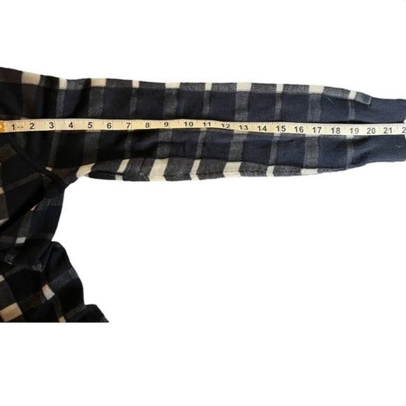 Banana Republic Women Sweater Large Blue Check Back Button Crew Neck Lightweight - Picture 3 of 6